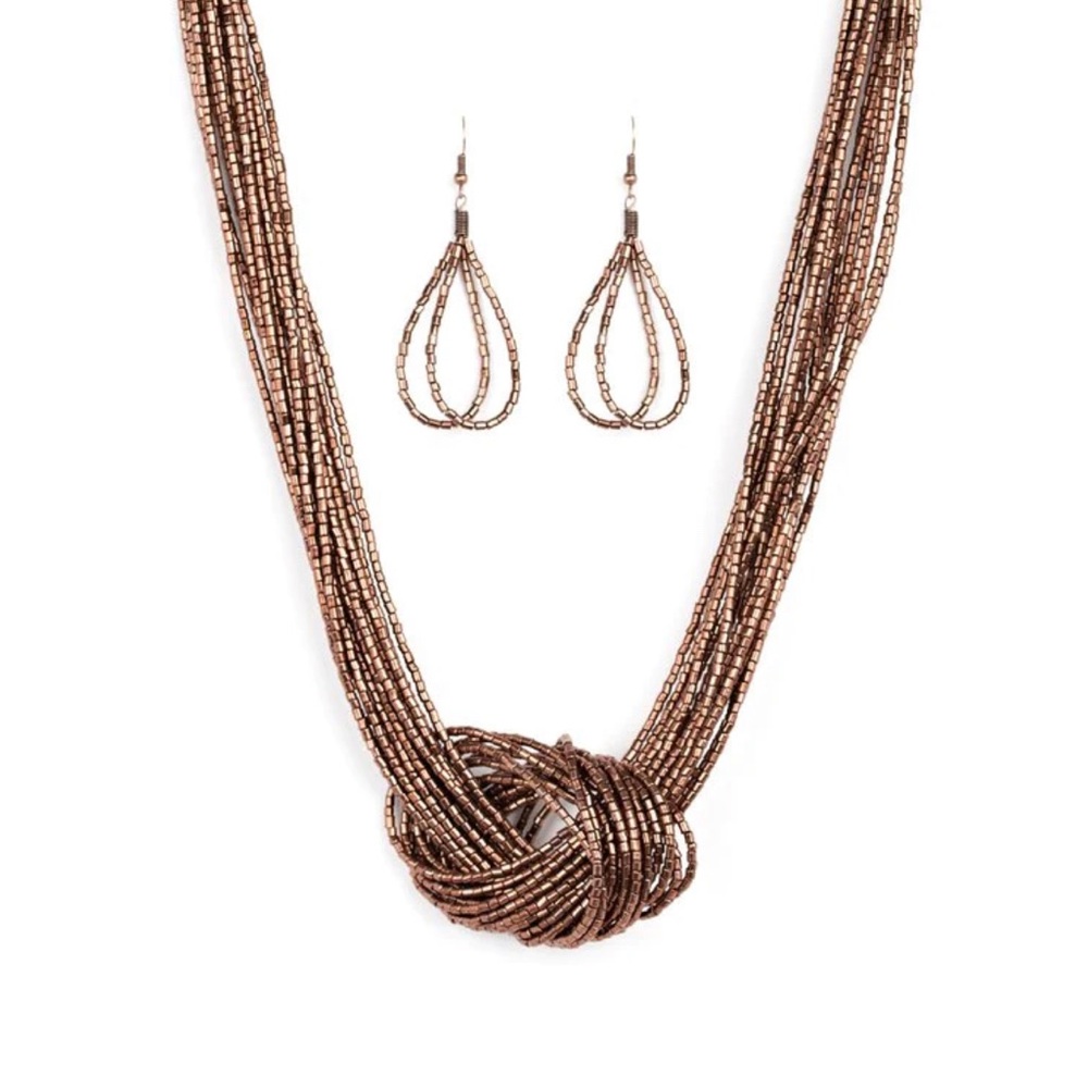 Knotted Knockout Cooper Necklace by paparazzi